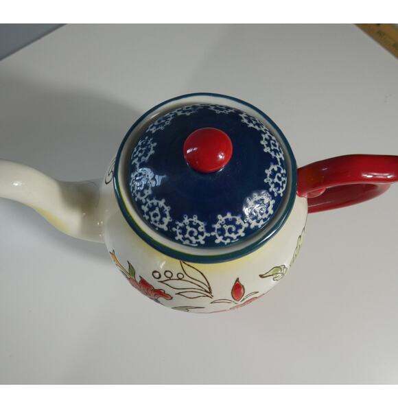 Dutch Wax By Coastline Imports Hand Painted Ceramic Tea Pot Floral - Picture 2 of 5